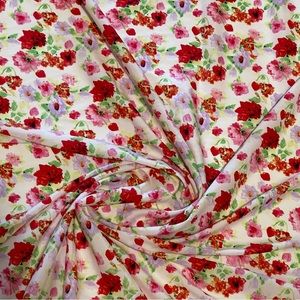 Poly Print Multicolor Floral Satin Fabric - image 1